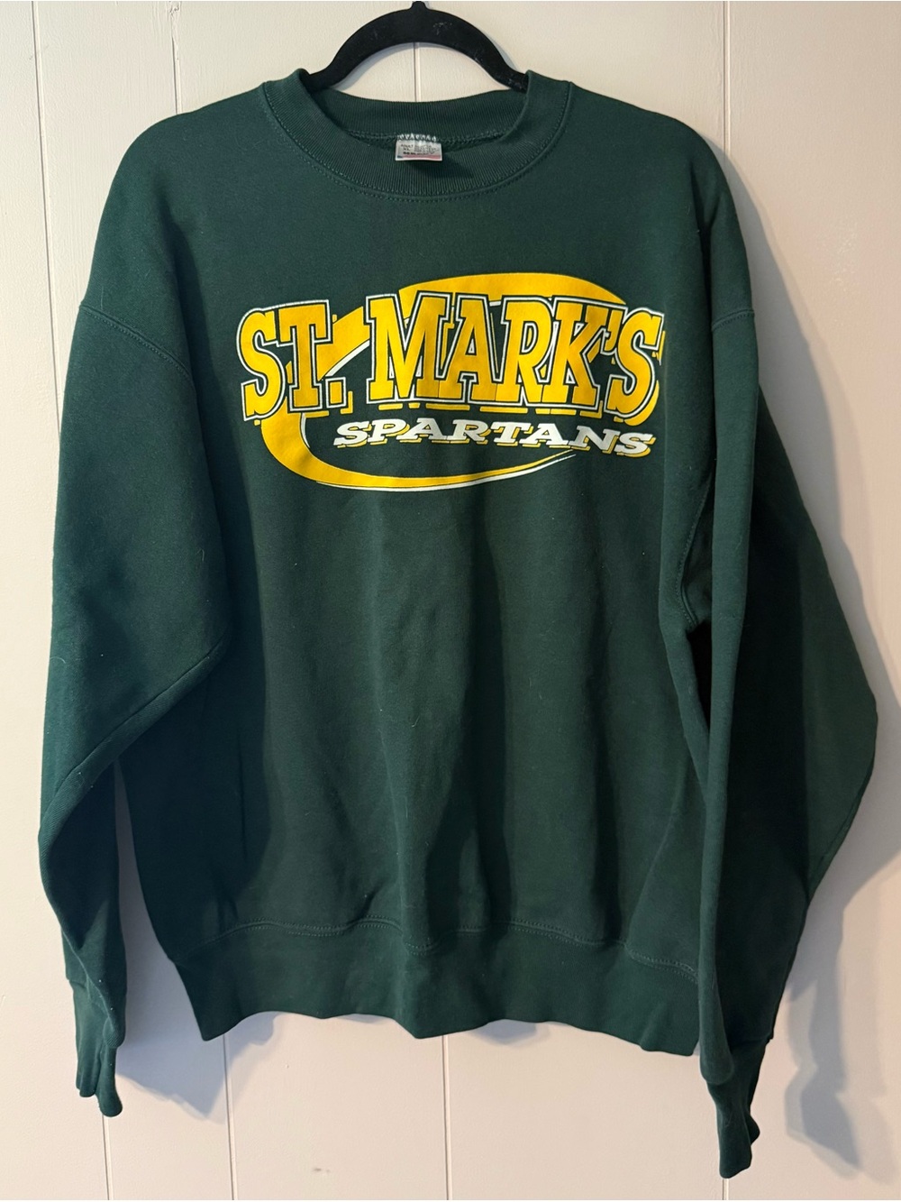 Vintage St. Mark’s Spartans Crewneck Sweatshirt XL Made in USA 90s Green